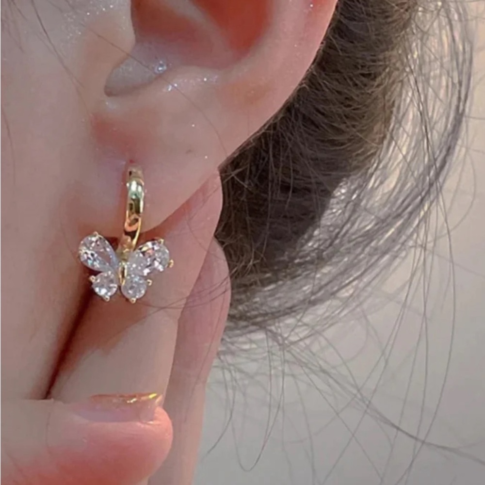 Gold Butterfly Earrings - Picture 2 of 4